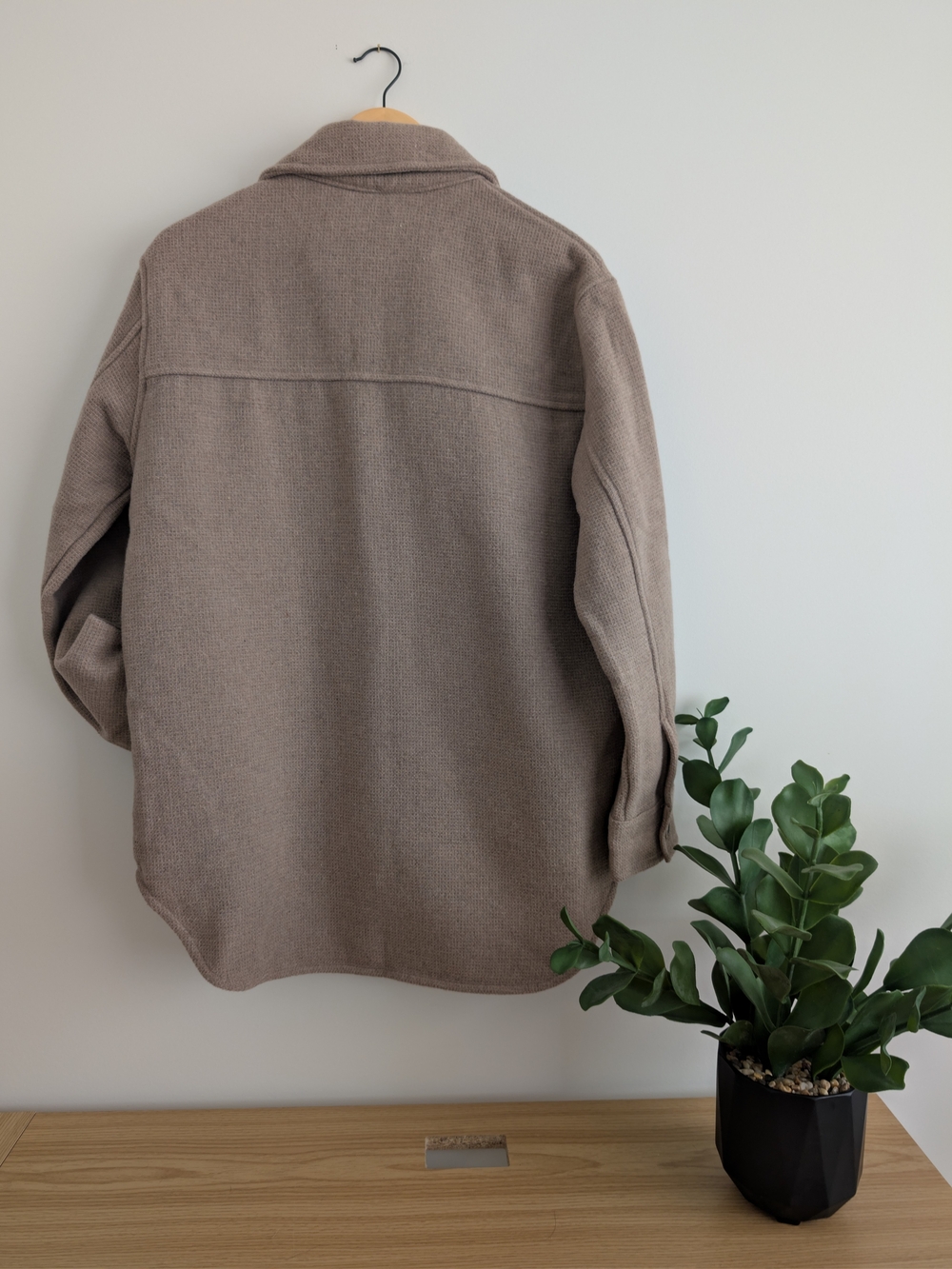 Taupe Shacket with Button Front - Picture 2 of 7
